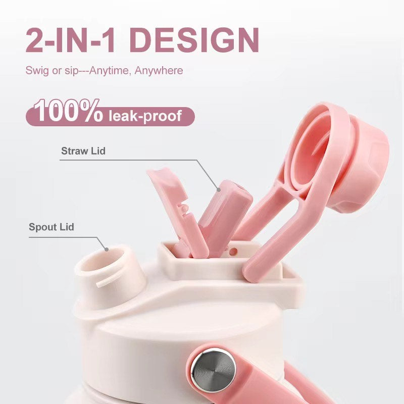 30oz Insulated Stainless Steel Water Bottle with 2-in-1 Straw and spout Lid