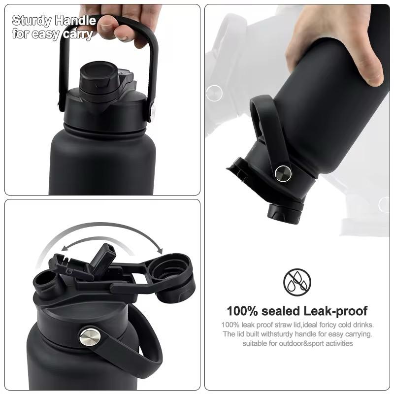 32oz Stainless Steel Insulated Water Bottle with 2-in-1 straw and spout lid