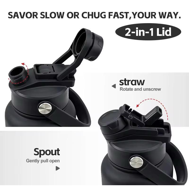 32oz Stainless Steel Insulated Water Bottle with 2-in-1 straw and spout lid