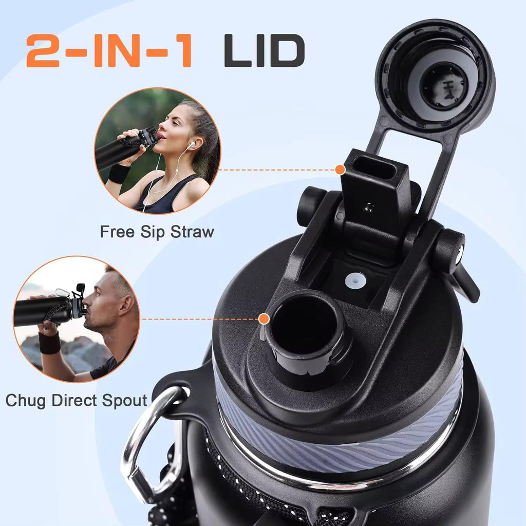 32oz Stainless Steel Insulated Water Bottle with 2-in-1 straw and spout lid